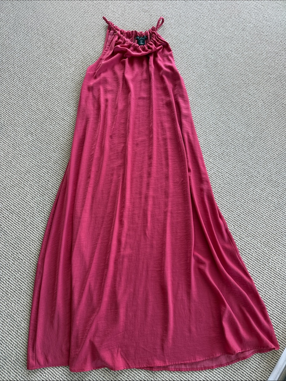 Rachel Zoe Sleeveless Ruffle Halter Maxi Dress in Deep Pink